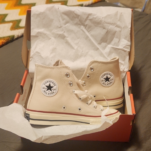 Converse Shoes - Converse High-Top Sneakers - Cream With Red Stripe